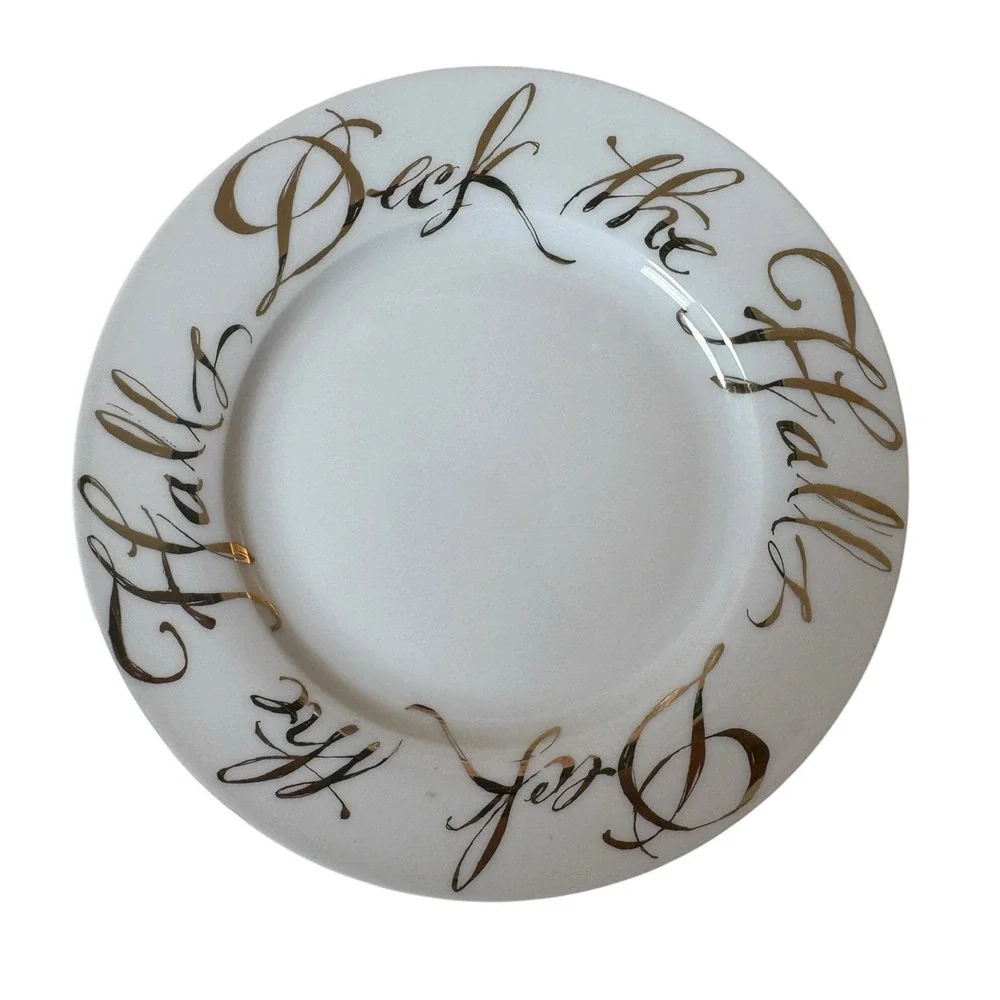 Set Of 4 Deck The Halls- Salad Plates designed by Rosanna. 8